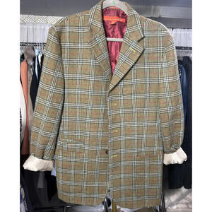 B'52 Green Plaid Wool Blend Blazer Size M